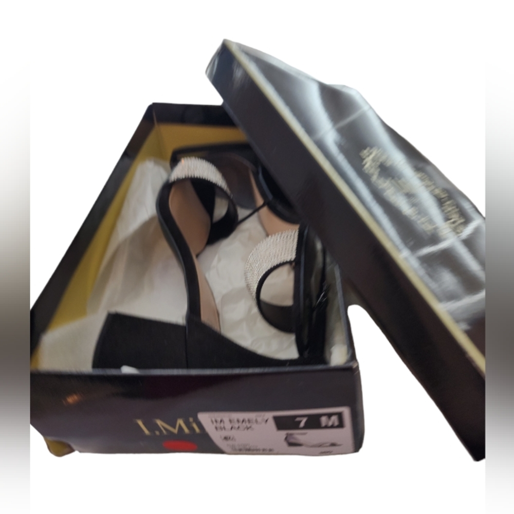 I. Miller Shoes Womens Emely Black Velvet Open Toe Block Heel Pumps New Size 7